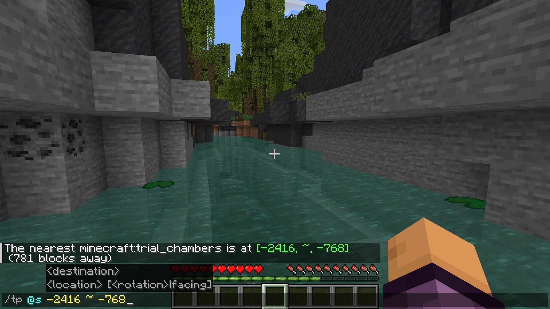Using locate command to find trial chamber (Image via Mojang)