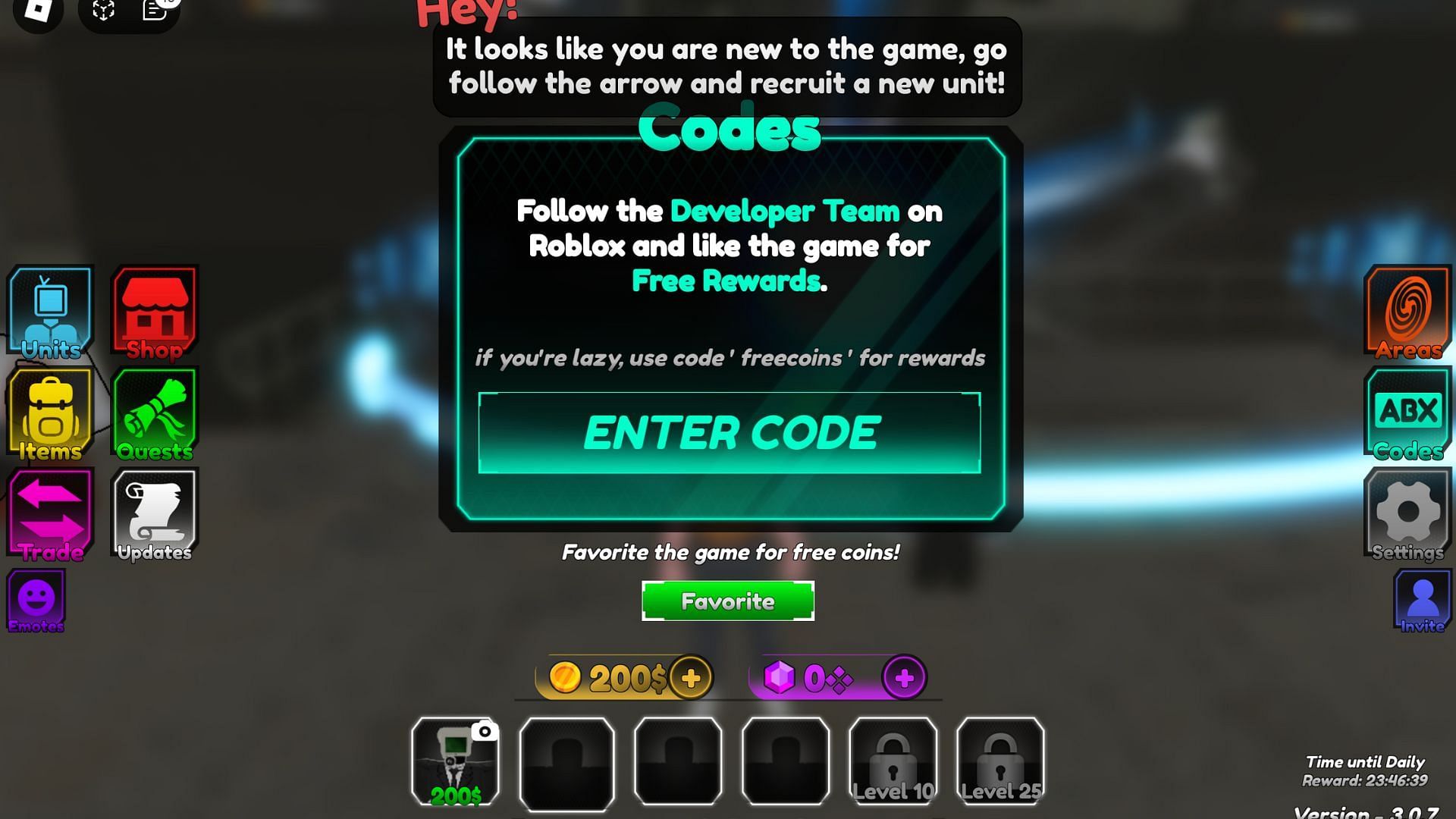 Redeem codes here (Image via Roblox)