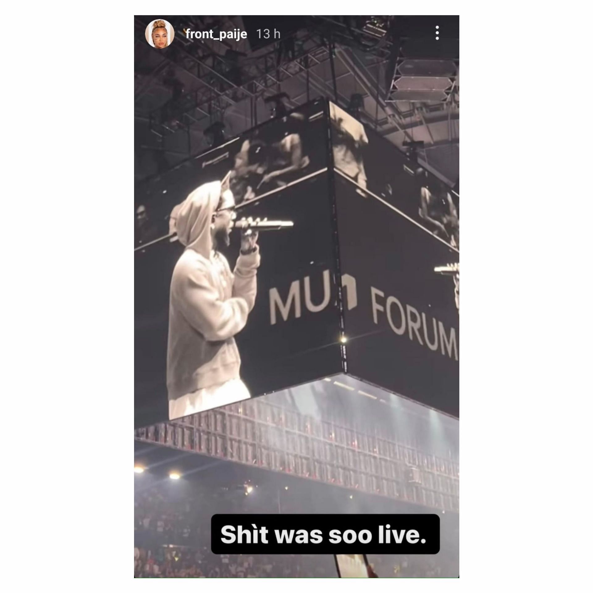 James Harden&#039;s girlfriend Paije Speights was enjoying the time at Kendrick Lamar&#039;s &quot;The Pop Out&quot; (Image: Paije Speights/IG)