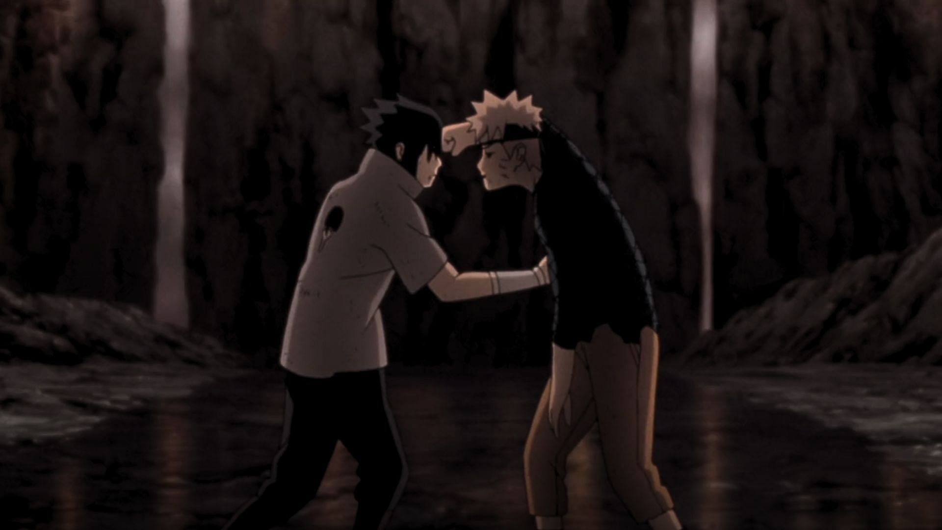 An exhausted Sasuke and Naruto continue fighting (Image via Studio Pierrot)