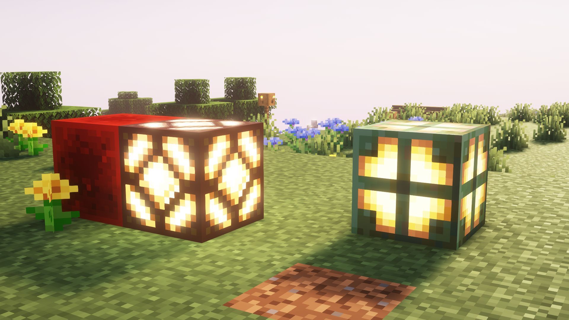 Redstone lamp and copper blocks (Image via Mojang)