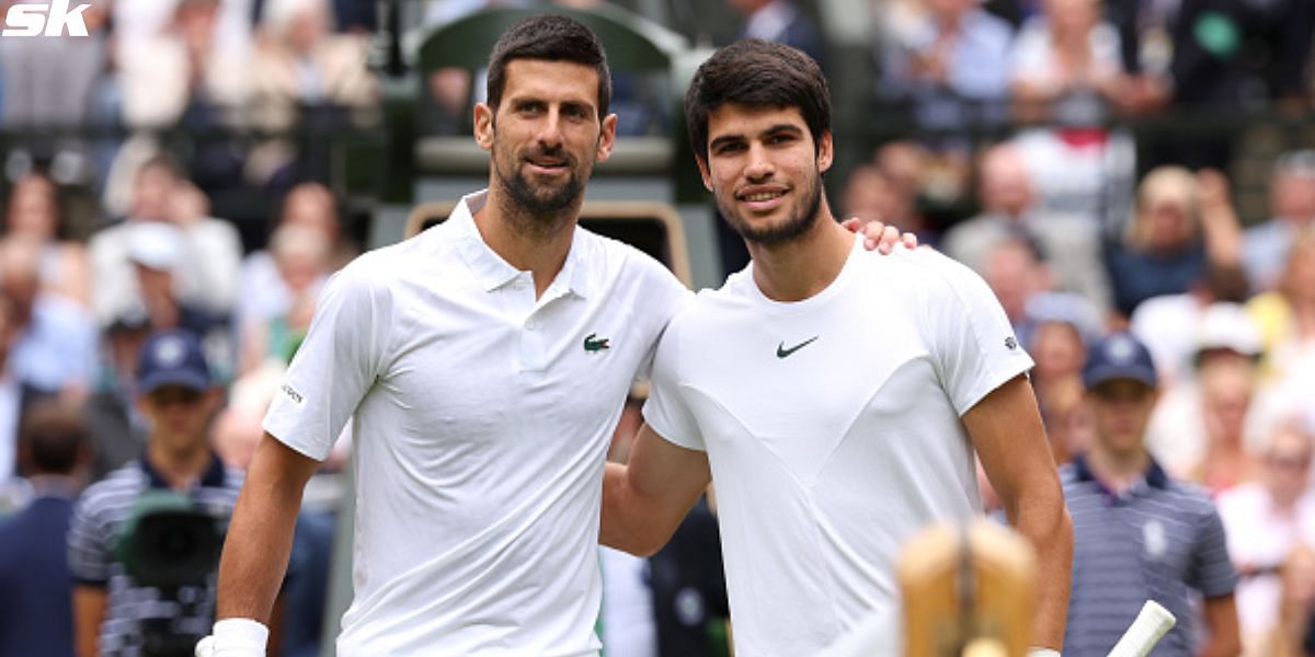  Novak Djokovic &amp; Carlos Alcaraz share heartwarming embrace at Wimbledon [Image Source: Getty Images]