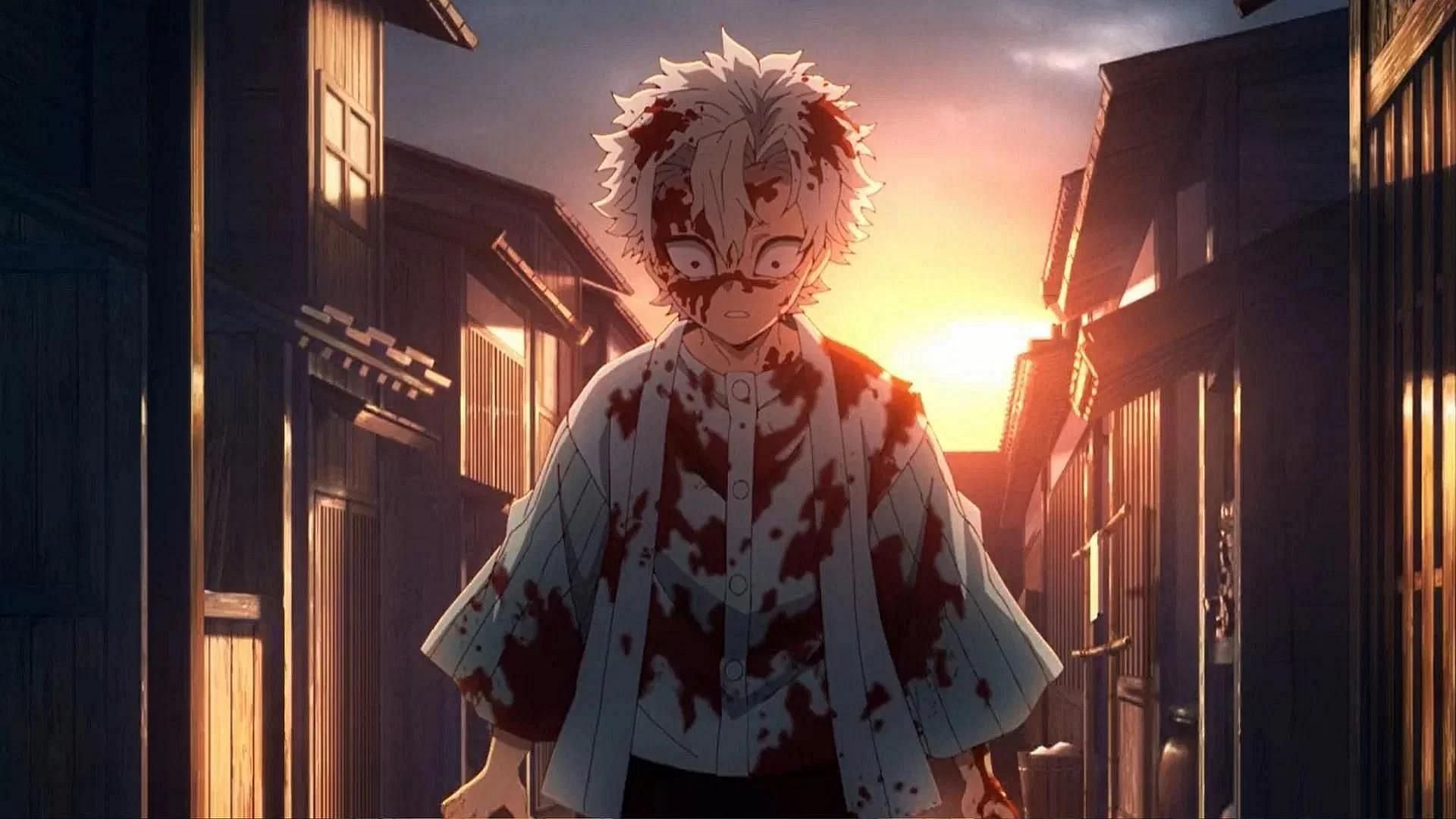 A young Sanemi as shown in the anime (Image via Ufotable)