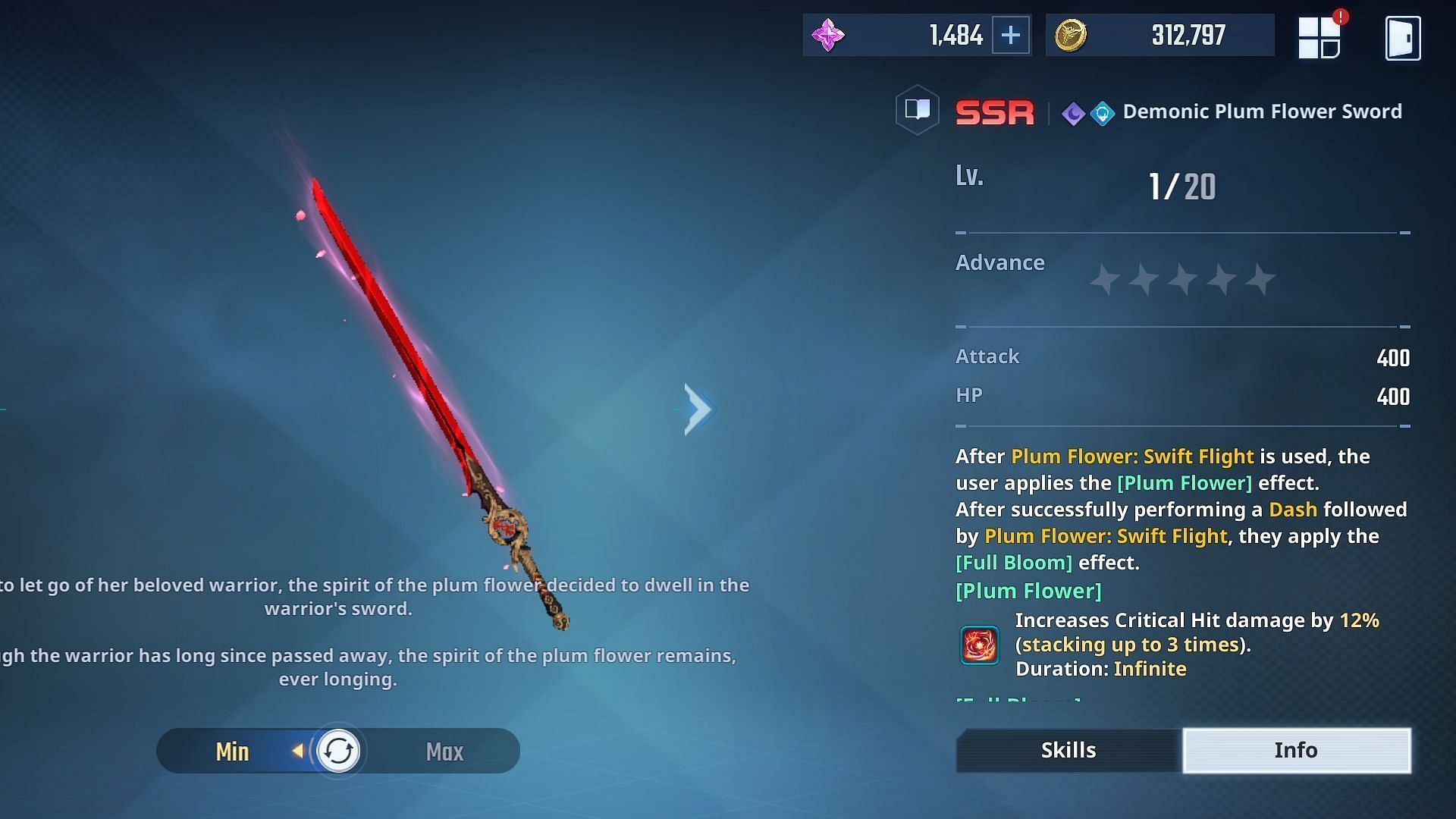 Demonic Plum Flower Sword in Solo Leveling Arise. (Image via Netmarble)