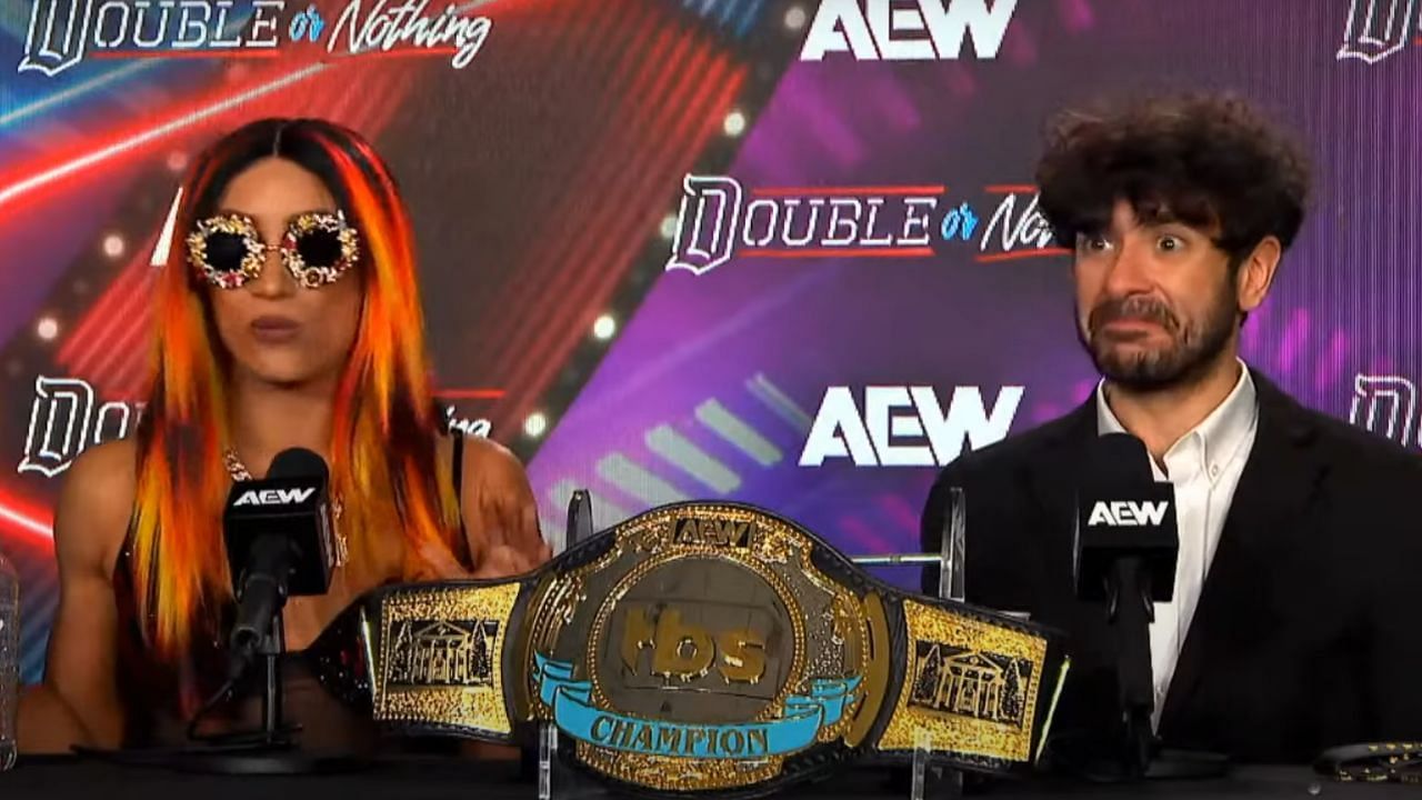 Mercedes Mone (left) and Tony Khan (right). Image credits: [AEW YouTube]