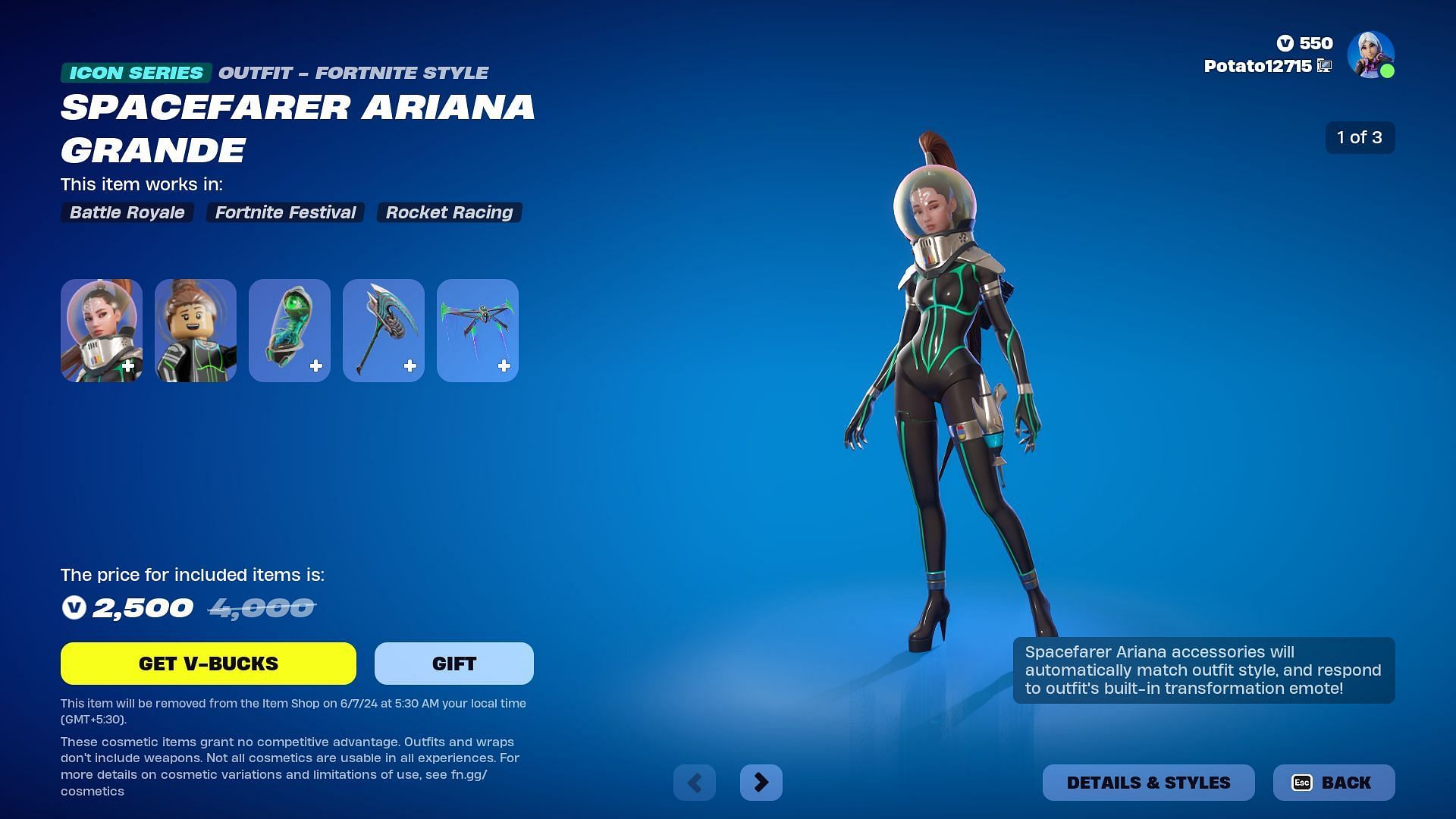 How to get Spacefarer Ariana Grande skin in Fortnite