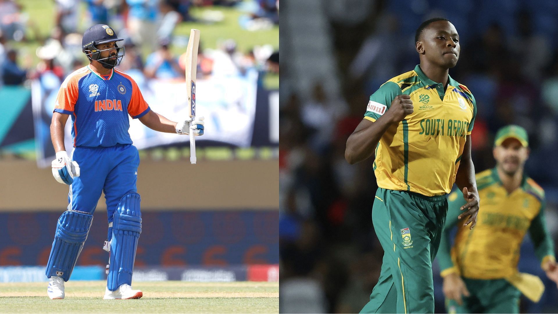 Rohit Sharma (L) &amp; Kagiso Rabada (P.C.: BCCI &amp; CSA X)