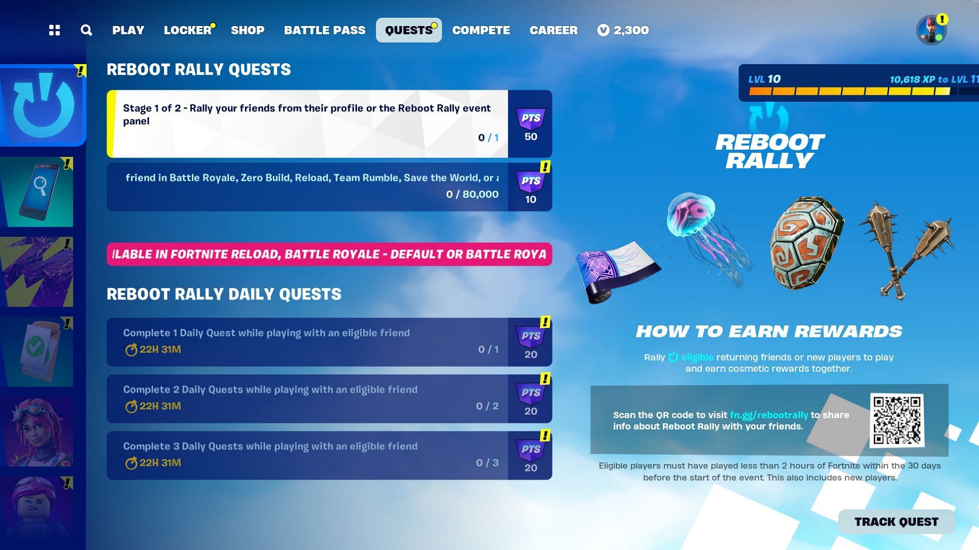 All Reboot Rally quests (Image via Epic Games)