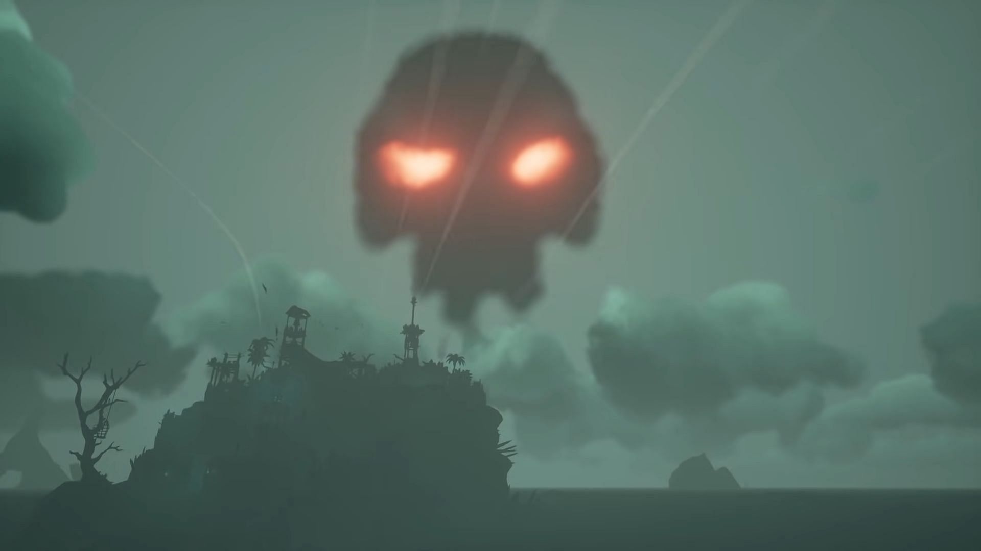 Fort of the Damned is also denoted by a more grim skull cloud (Image via Rare || happyf333tz/YouTube)