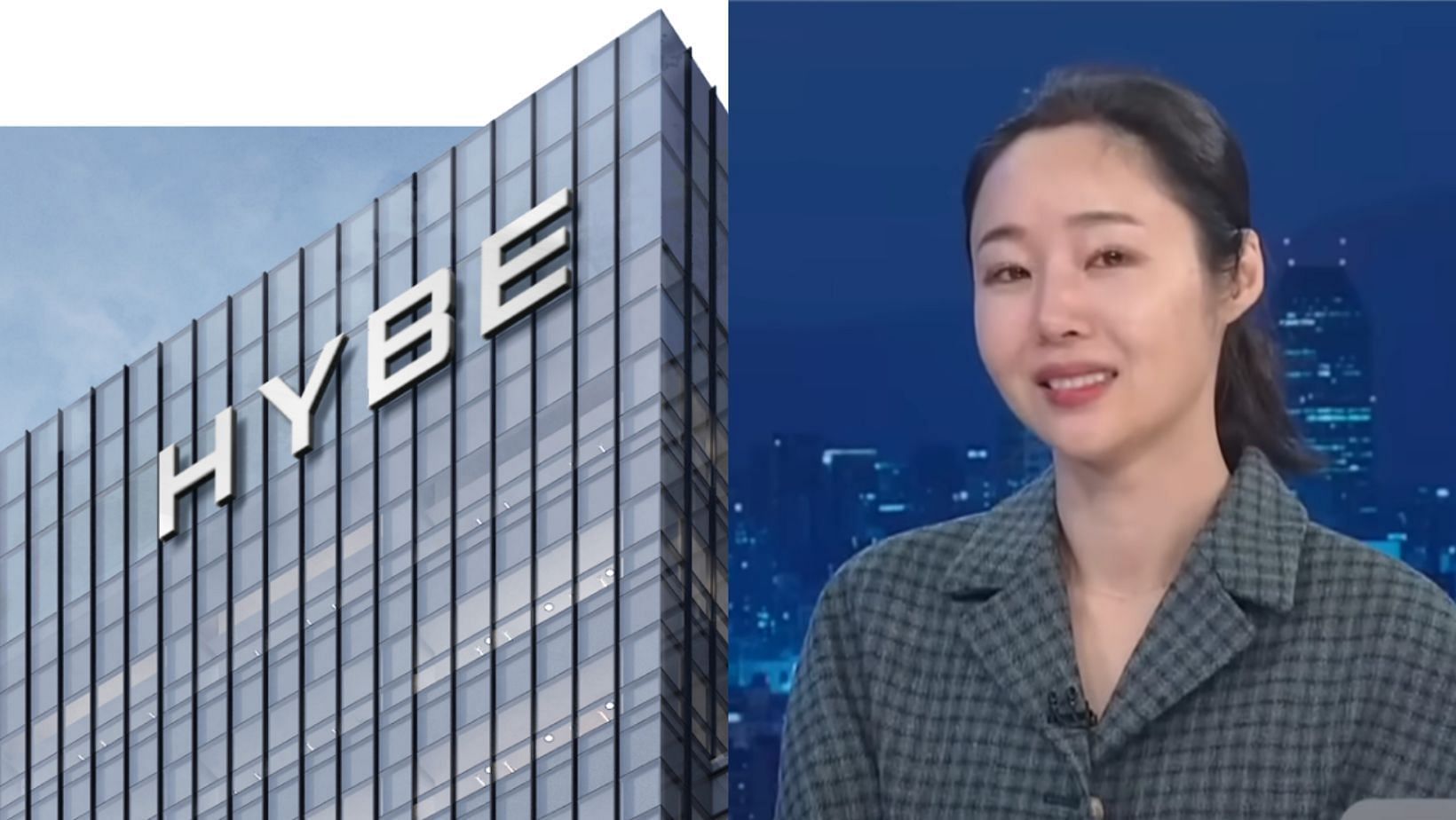 Min Hee-jin says she hopes of a reconciliation with HYBE in her interview with KBS. (Images via HYBE website and YouTube/KBS News)