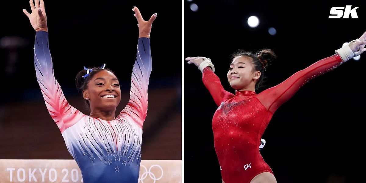 Simone Biles (L) and Suni Lee (R) will compete at the 2024 U.S. Olympic Gymnastics Trials. PHOTO: All from Getty