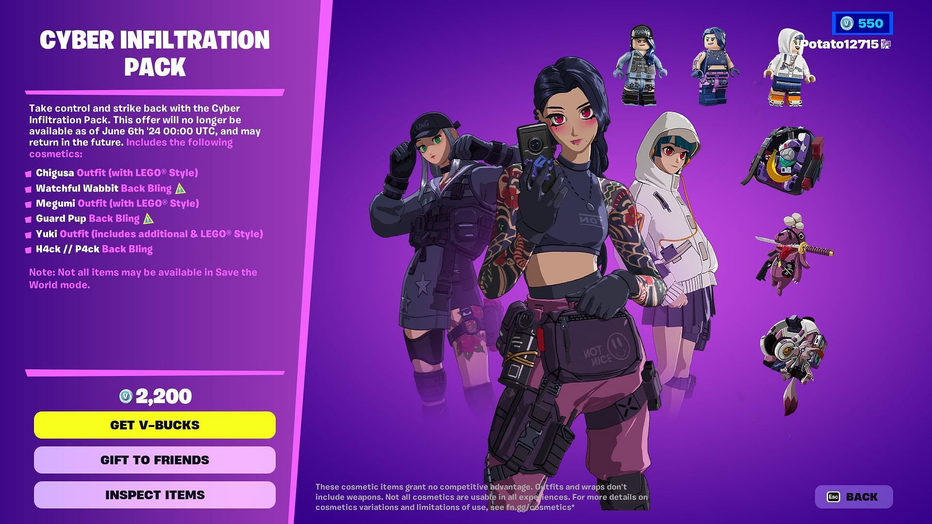 Chigusa, Megumi, and Yuki skin in Fortnite are currently listed in the Item Shop. (Image via Epic Games)