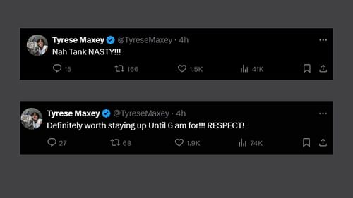 Tyrese Maxey's tweets about Taank Davis (Credits: @TyreseMaxey/X)