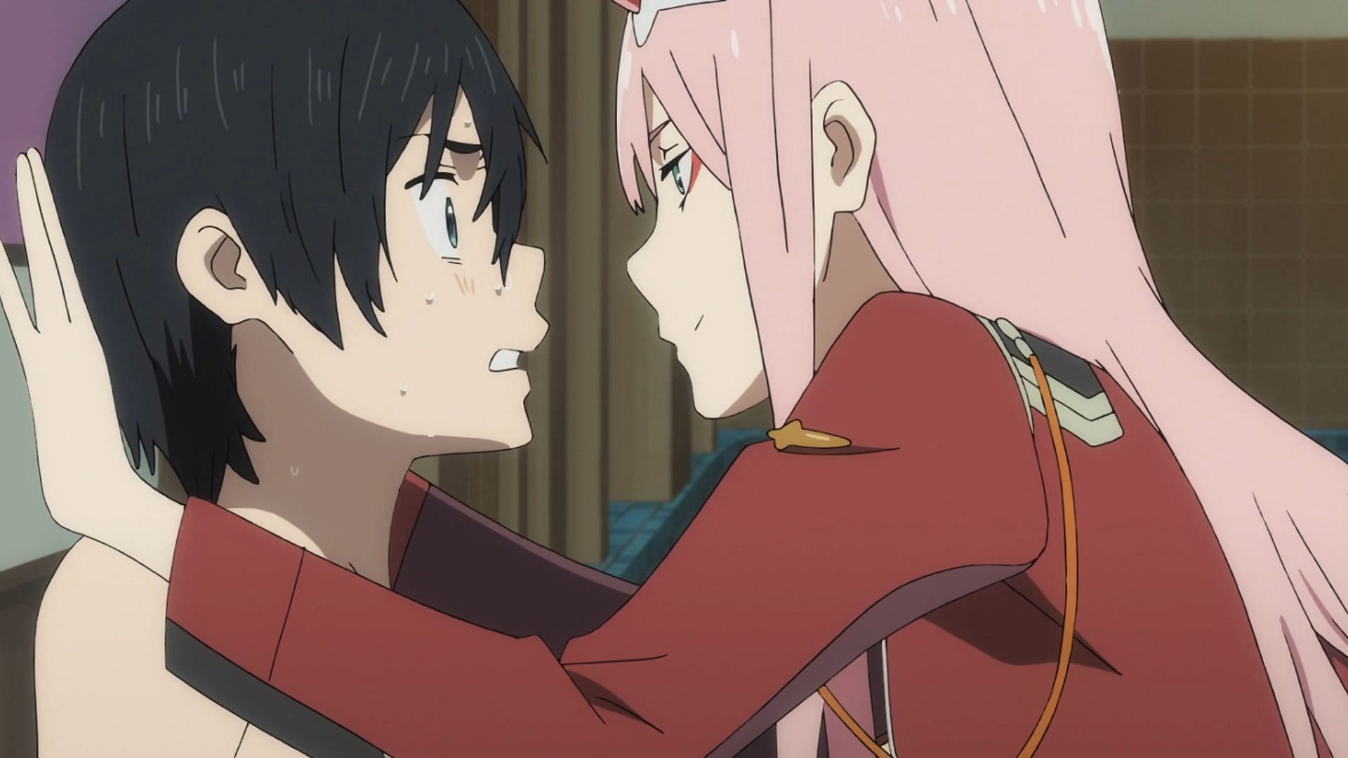 Hiro (left) and Zero Two (right) as seen in the action anime series (Image via A-1 Pictures, Trigger)