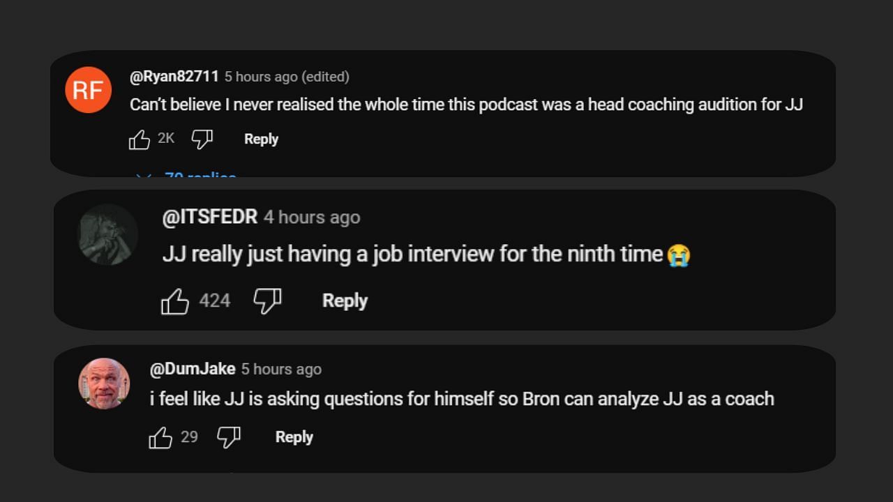 Fan comments on LeBron James and JJ Redick&#039;s recent podcast episode.