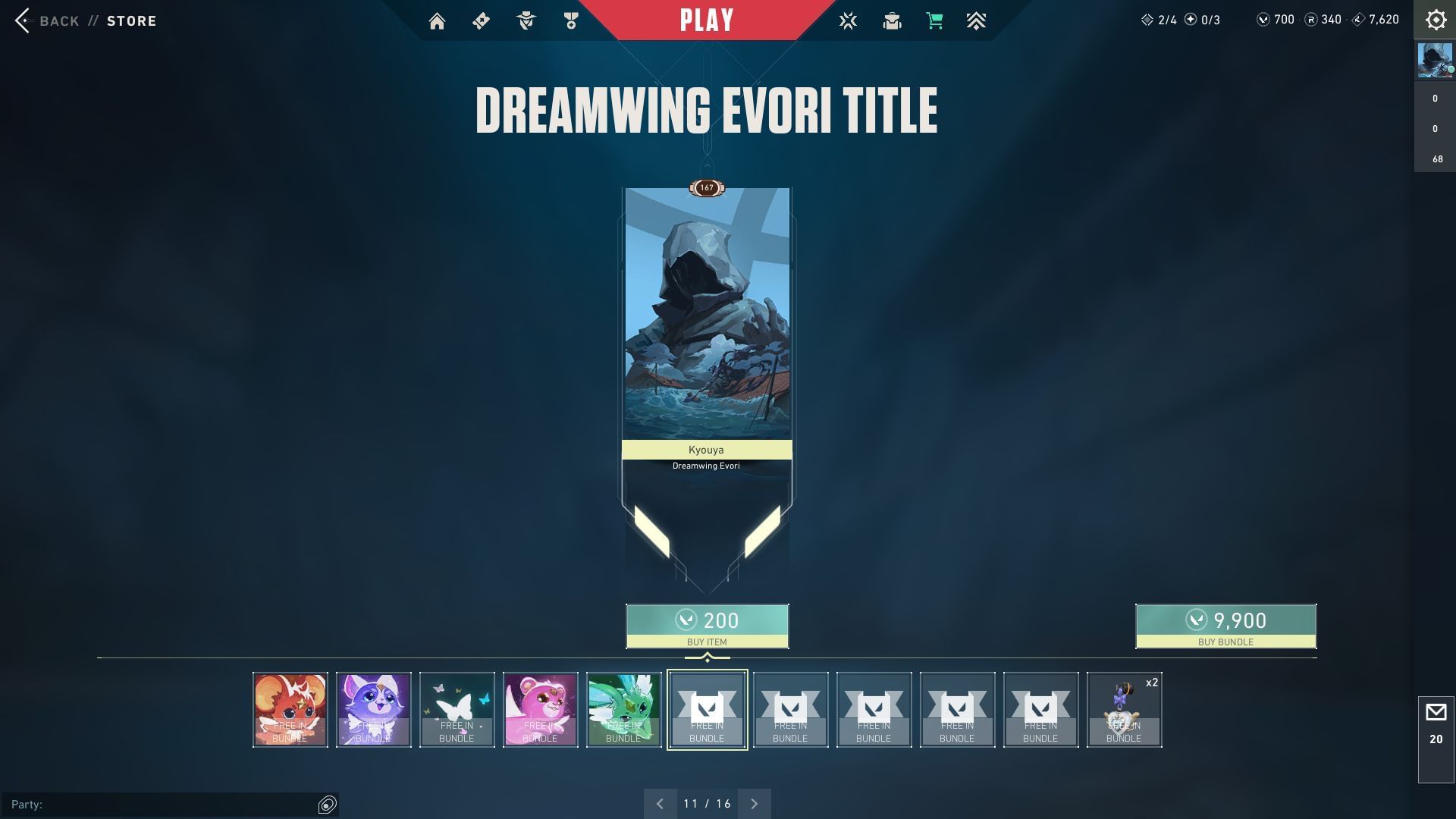 Evori Dreamwing titles in Valorant (Image via Riot Games)