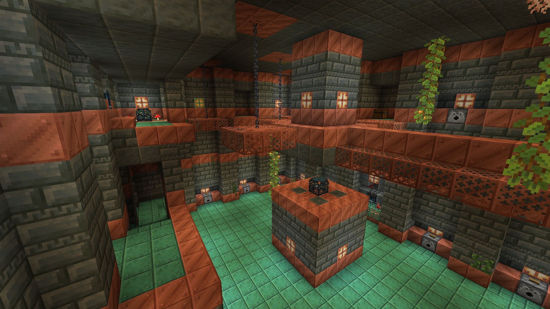 Try to avoid large open rooms when fighting breeze mobs. (Image via Mojang)