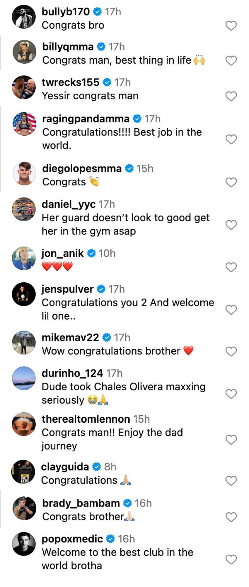 Reactions to Chase Hooper announcing the birth of his daughter [via @choop556 on Instagram]