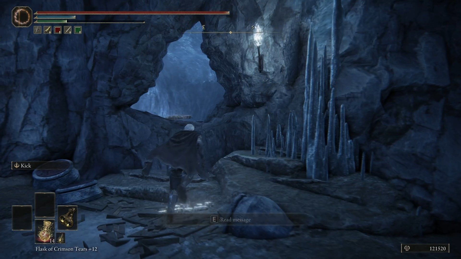 Go through the triangular-shaped hole on the right (Image via FromSoftware)