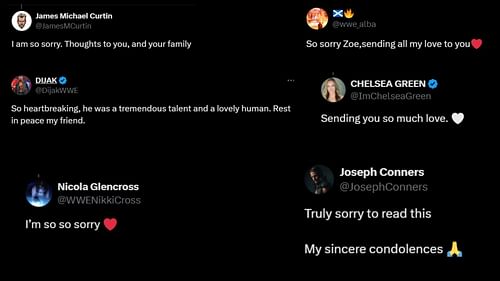 Screenshots of stars' reactions to James Castle's passing