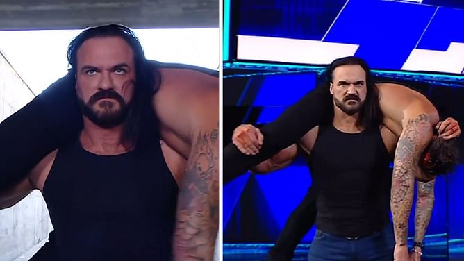 Drew McIntyre reacts after his brutal revenge on CM Punk on WWE SmackDown