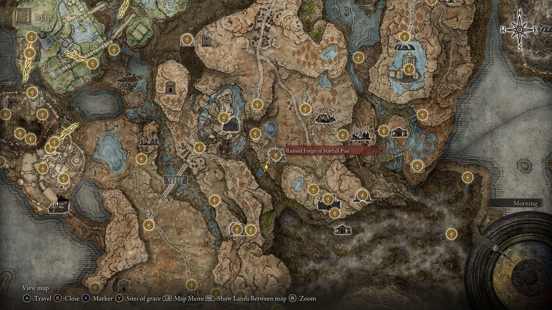 Location of the Ruined Forge of Starfall Past (Image via FromSoftware)