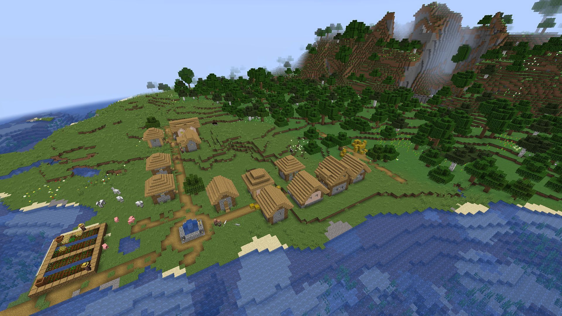 A village near the spawn flower forest (Image via Mojang)