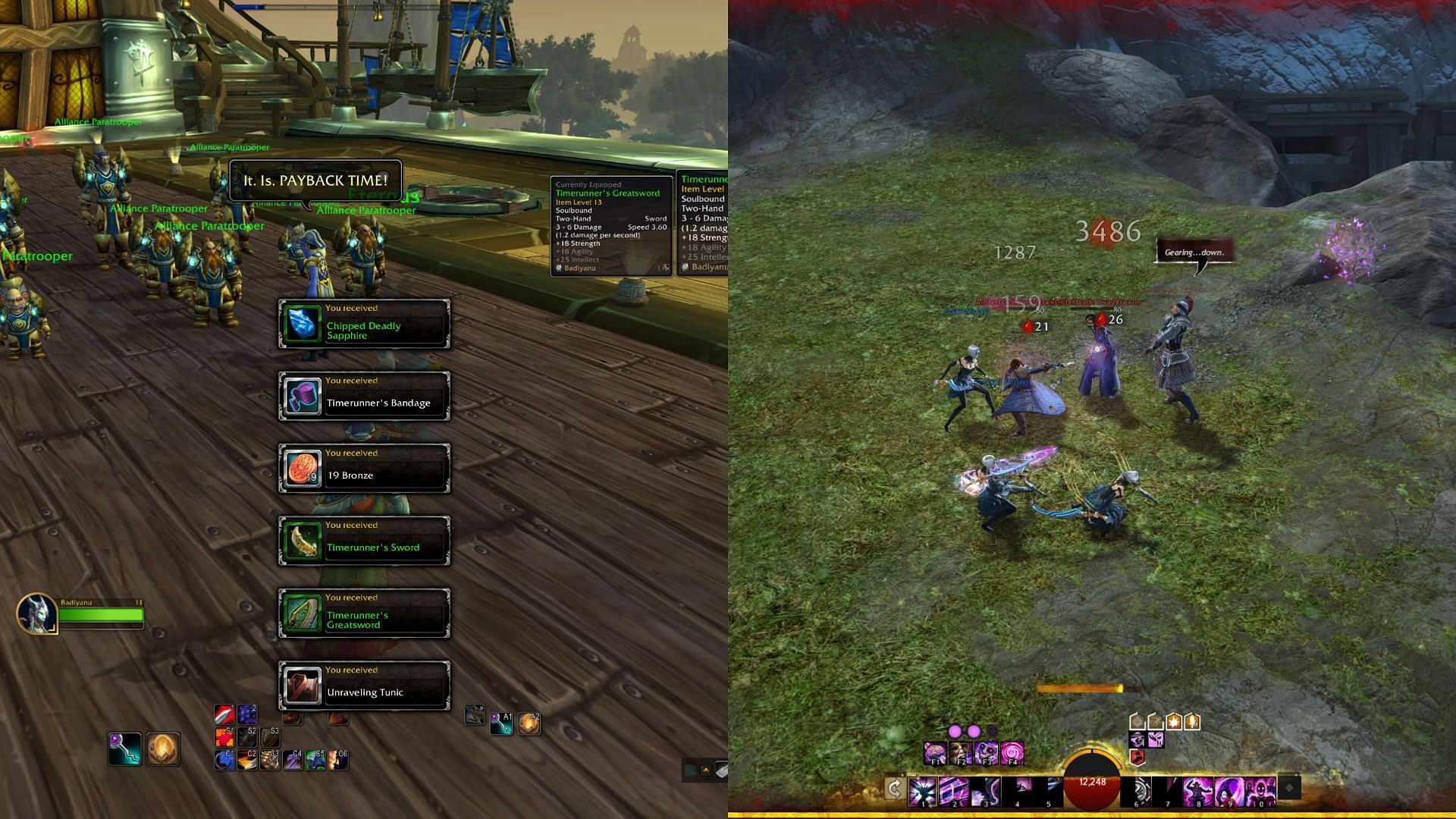 WoW&#039;s gear chase never ends, no matter what mode you&#039;re in (Image via Blizzard Entertainment and ArenaNet)