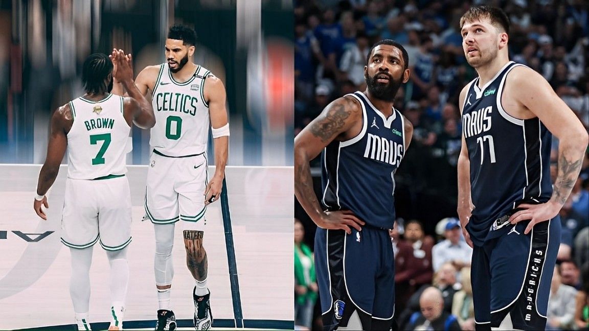 Oshae Brissett threw shade at Luka Doncic and Kyrie Irving after the Celtics-Mavs finas. (Image credits: Jayson Tatum, Jaylen Brown, Kyrie Irving, Luka Doncic/Instagram)