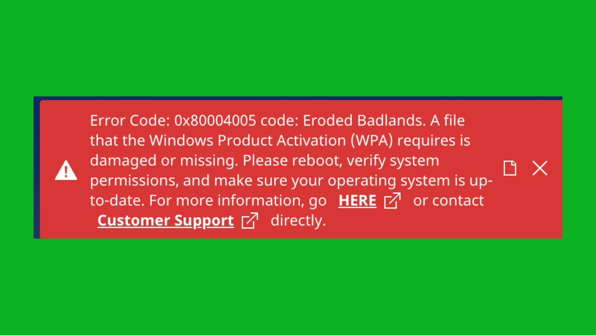 The Erorded Badland error message (Image via Microsoft Answers/jumpingsphinx)