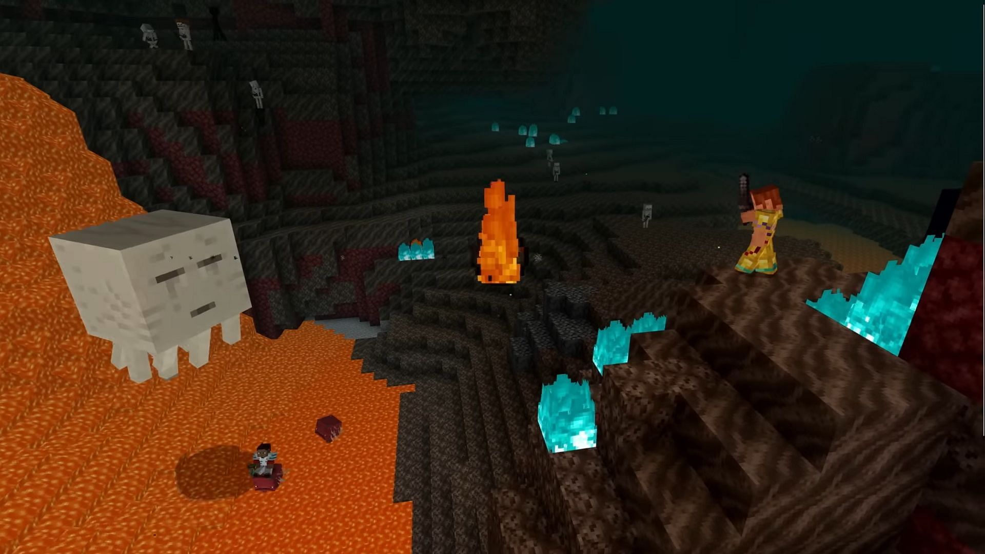 The fireball projectiles that ghasts fire can be devastating in Minecraft Hardcore (Image via Mojang Studios)