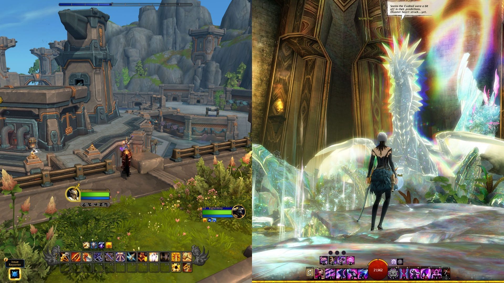 Both games have striking aesthetics - it all depends on which you prefer more (Image via Blizzard Entertainment and ArenaNet)