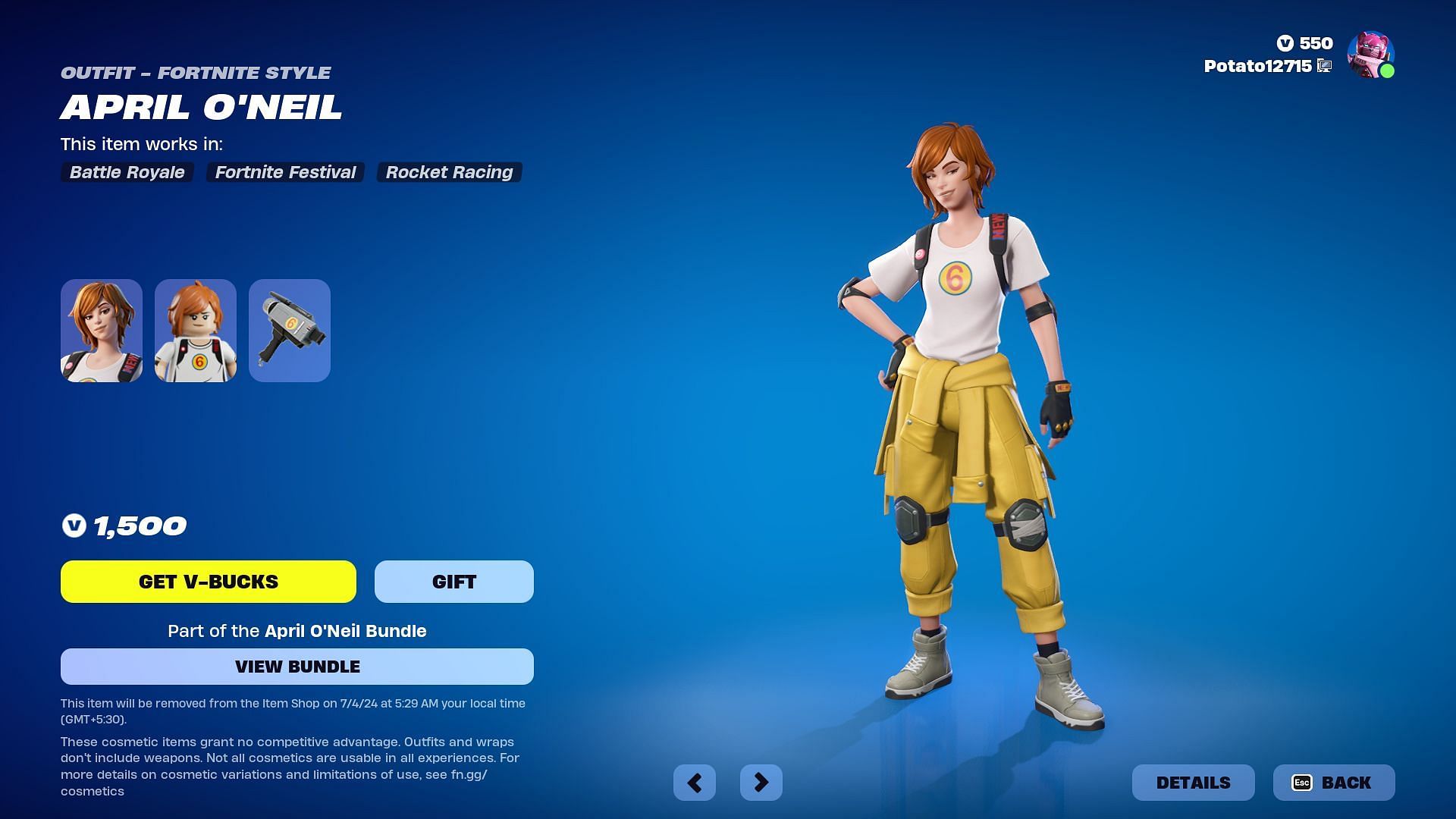 You can purchase April O&#039;Neil skin in Fortnite separately (Image via Epic Games)