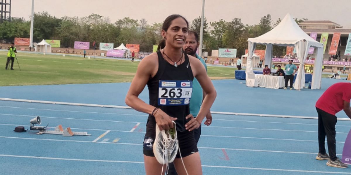 Kiran Pahal during her 400m final at the 63rd national inter-state athletics meet. (Image: AFI X)