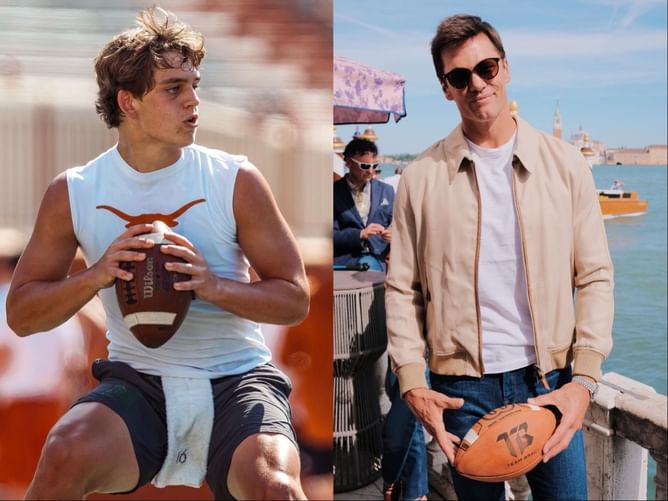 Texas QB Arch Manning embraces 7X Super Bowl champ Tom Brady's fiery speech at Patriots' Hall of fame induction