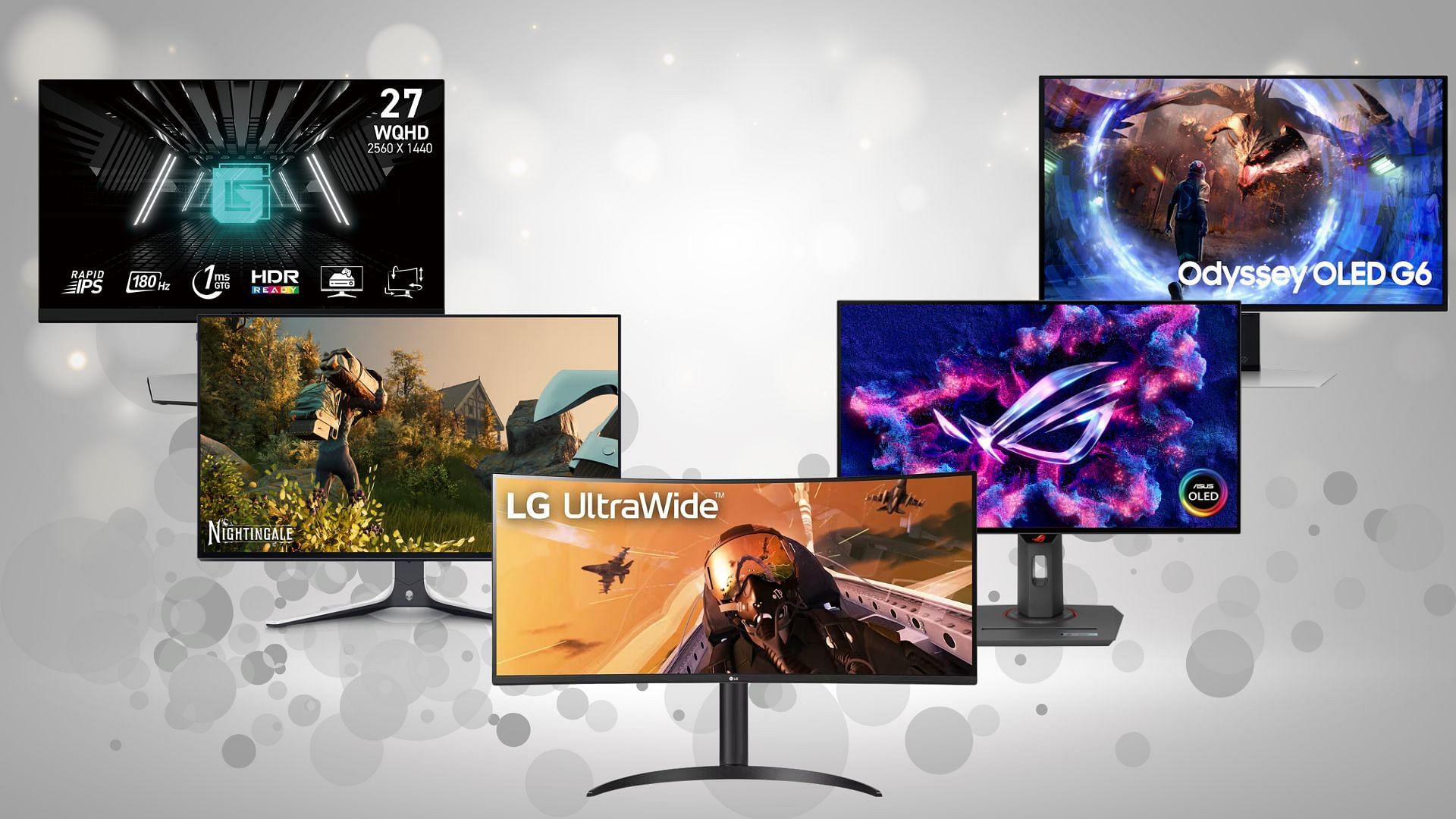 The best QHD monitors in 2024 (Image via MSI, Samsung, Dell, LG, Asus)
