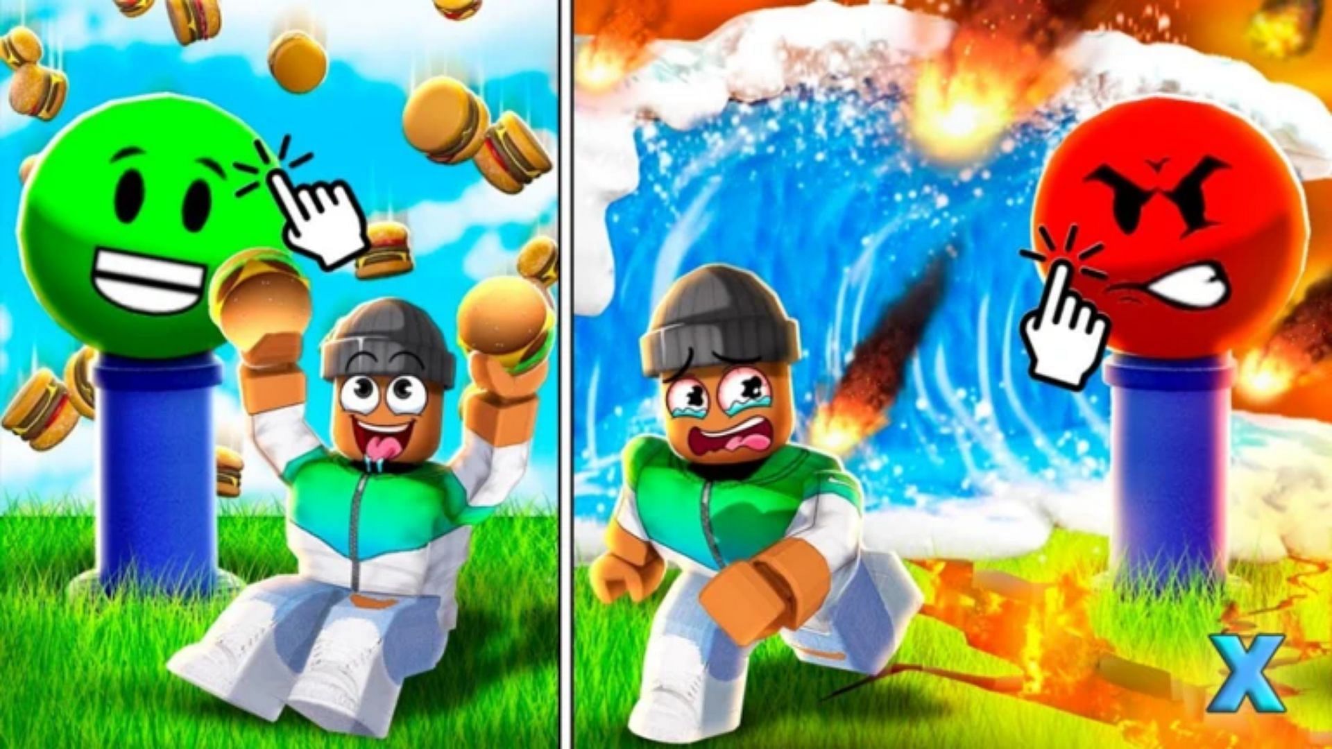 Official Don&#039;t Press The Button X cover art (Image via Roblox)