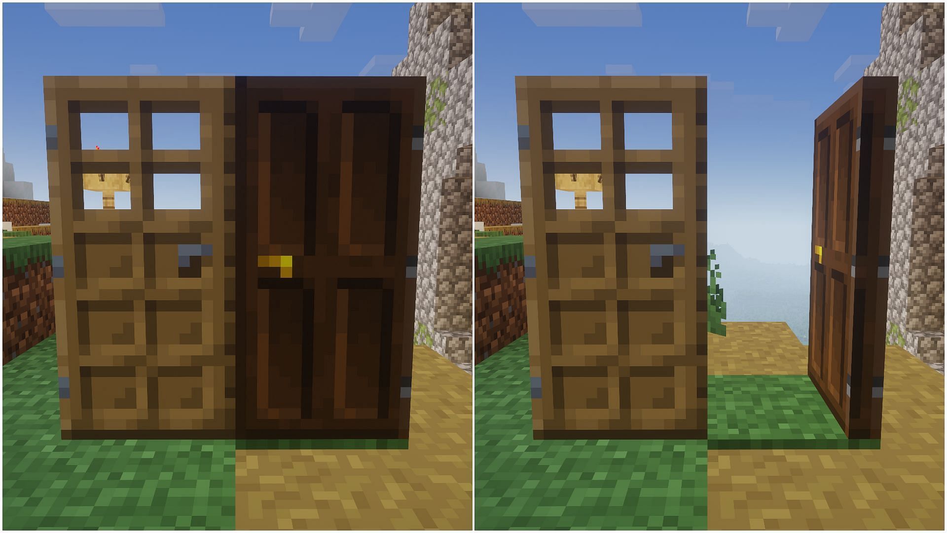 Oak door and dark oak door together (Image via Mojang)