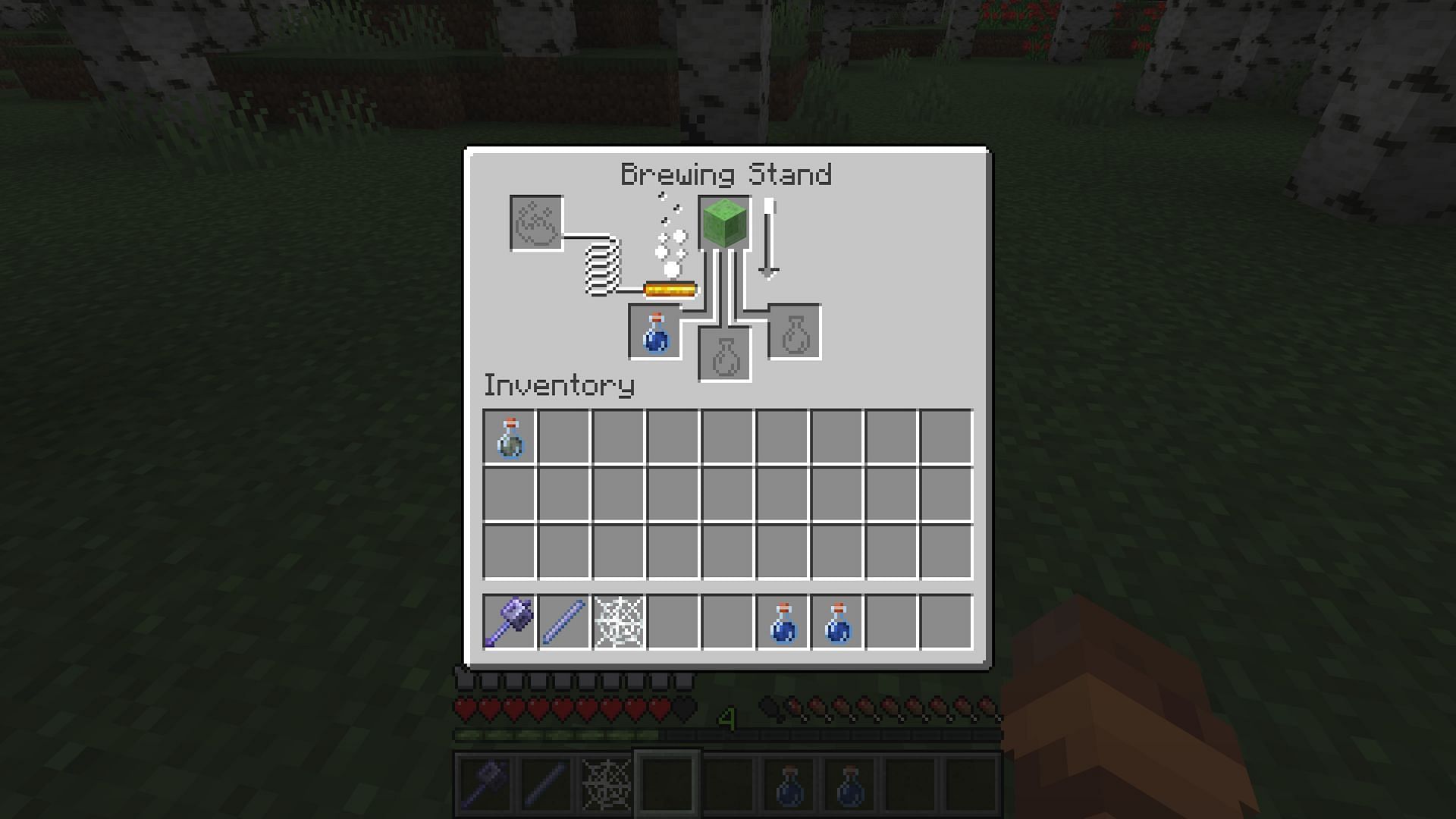 Brewing a potion of oozing using a slime block (Image via Mojang Studios)