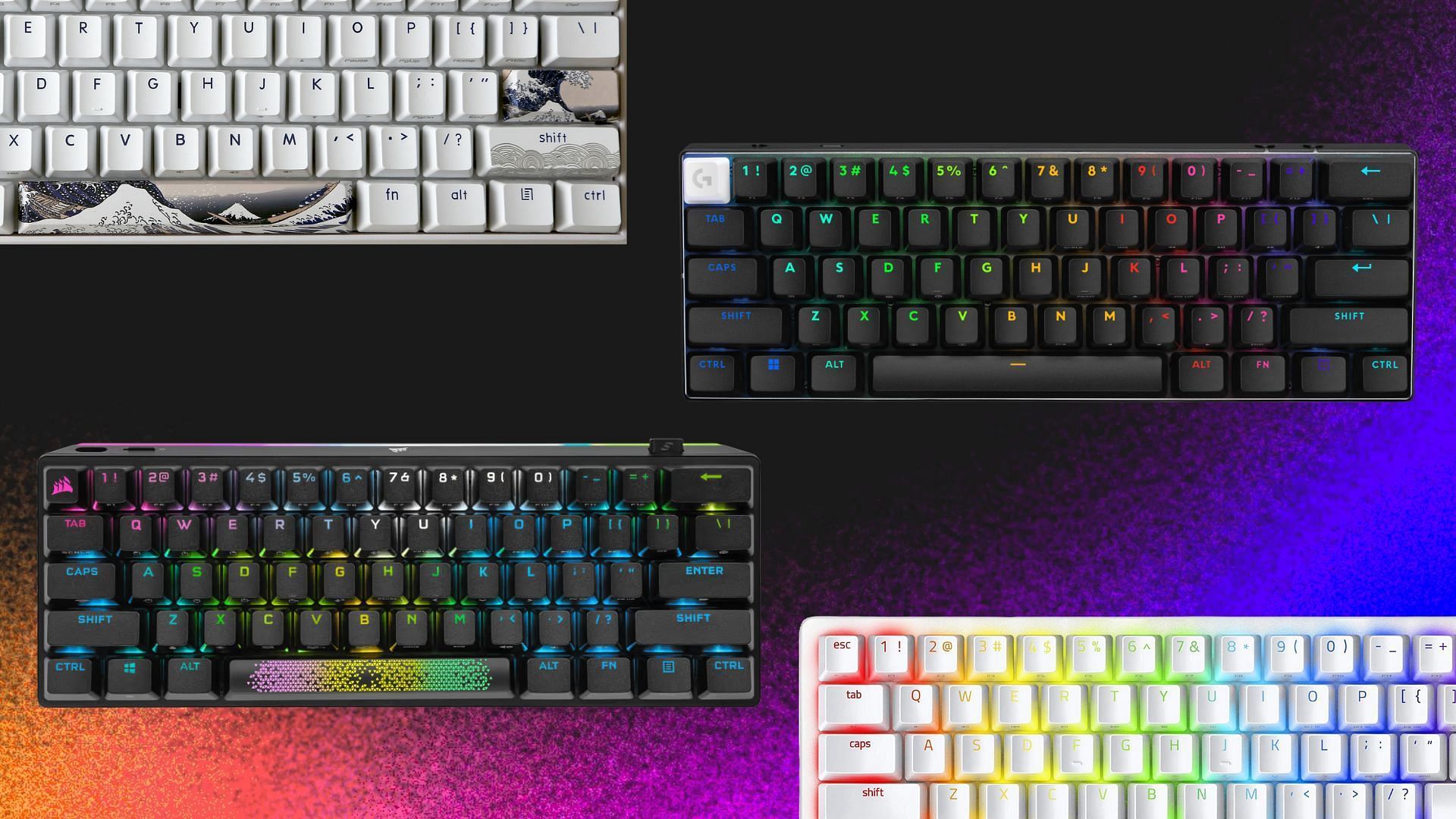 The best 60% gaming keyboards (Image via Razer, KBParadise, Corsair, Logitech)