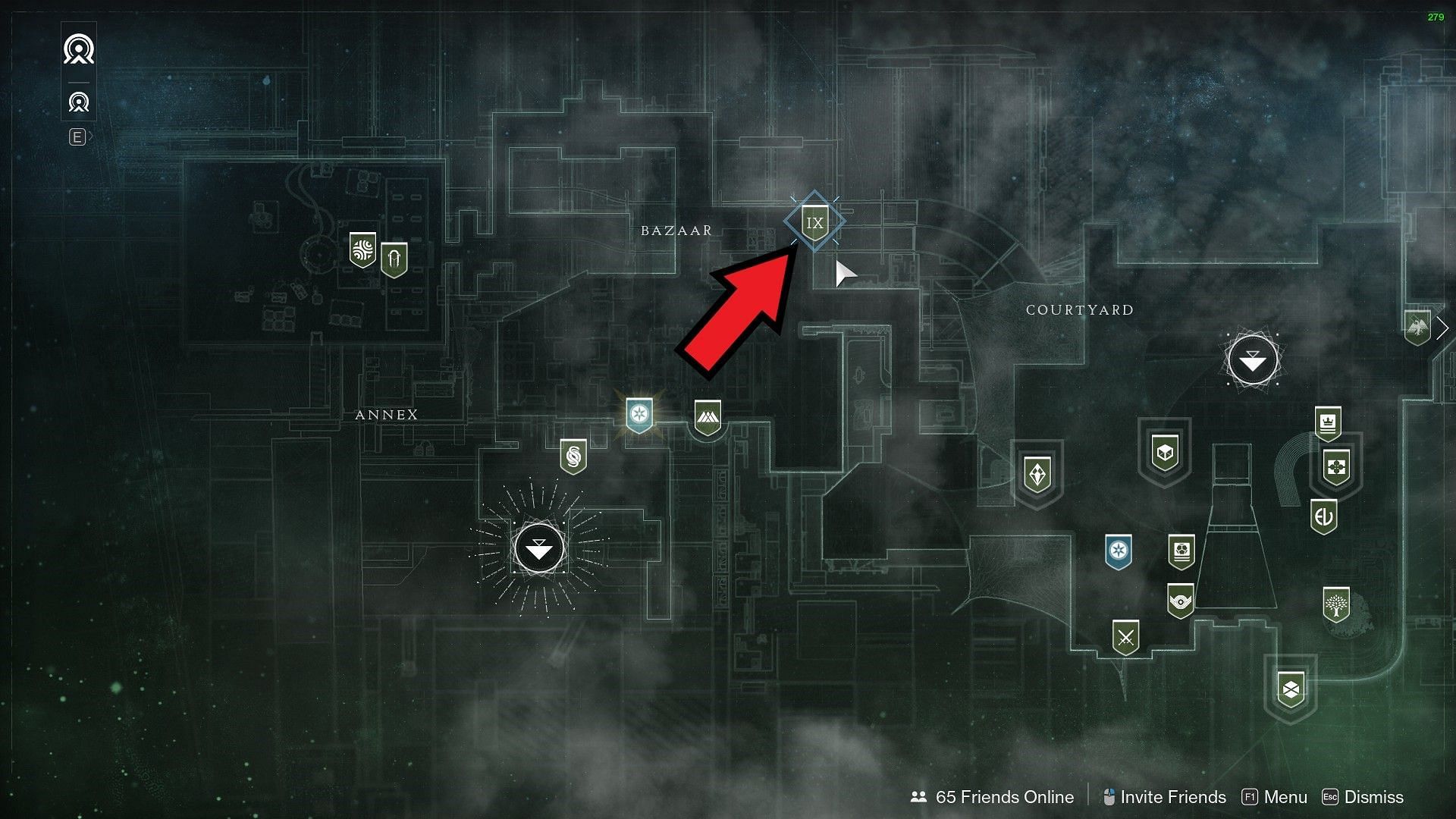 Xur location at the Tower in Destiny 2 (Image via Bungie)