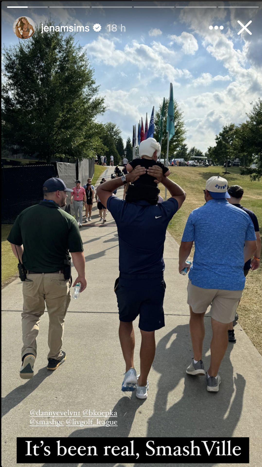 Brooks Koepka and Crew Sims Koepka at the 2024 LIV Golf Invitational in Nashville (Image via Instagram @jenamsims)