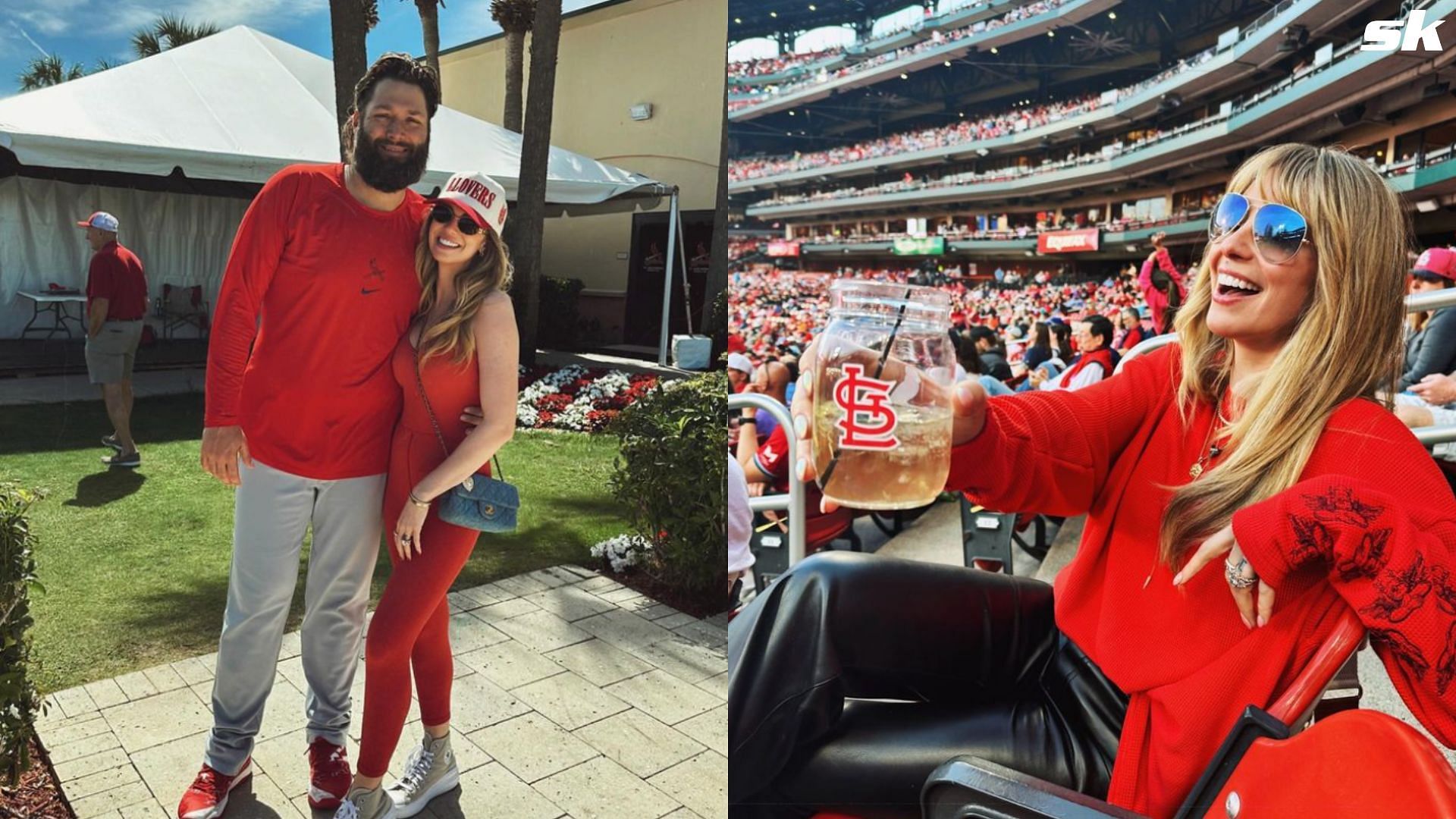 Dymin enjoys ballpark food while watching Lance Lynn pitch (Source: Instagram/ Dymin Lynn)