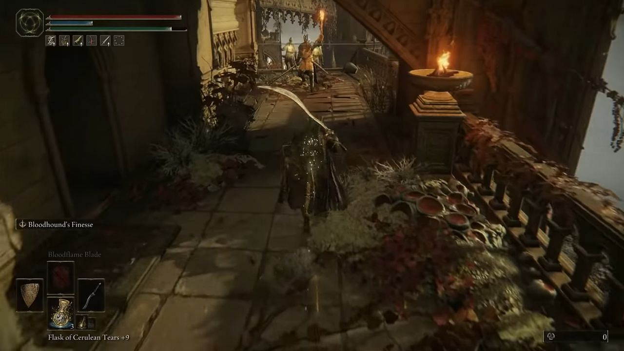 You can get easy backstabs on enemies if you head straight from the Prayer Room Site of Grace (Image via FromSoftware || YouTube/Luke Lawrie)