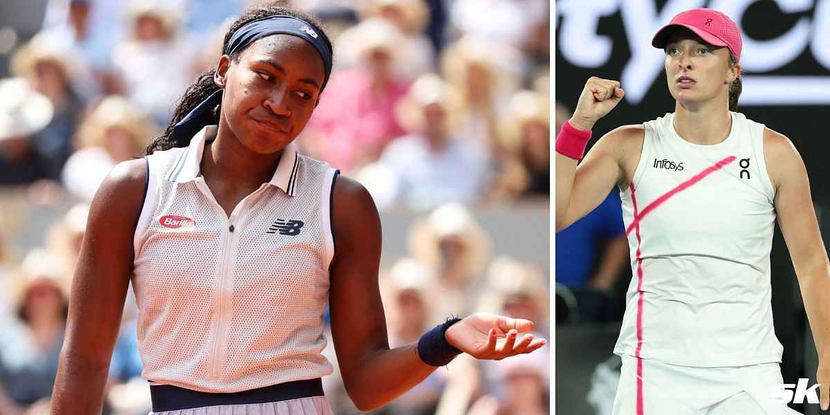 Coco Gauff (L) and Iga Swiatek (R)