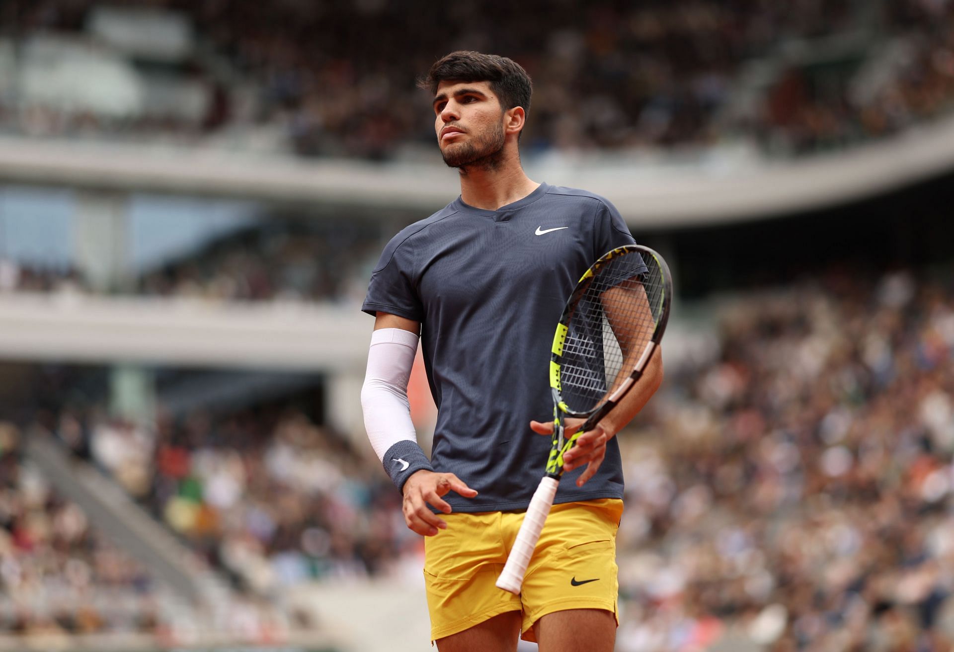 Carlos Alcaraz at the 2024 French Open. (Photo: Getty)