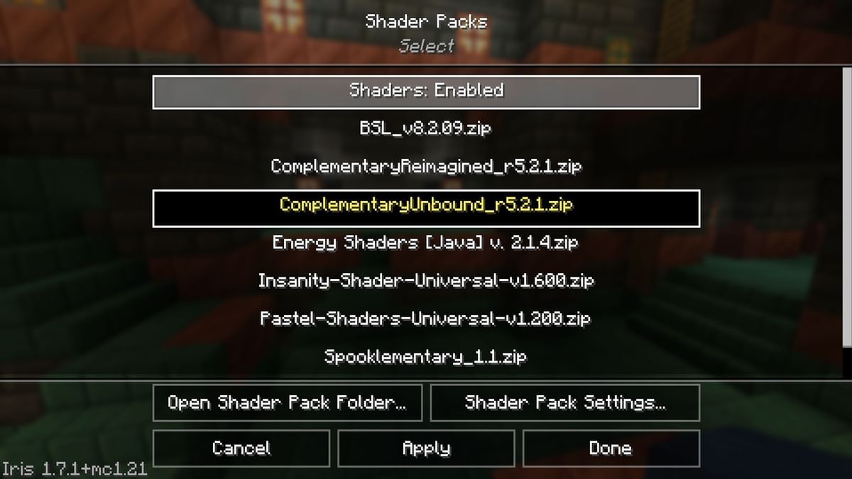 How to get Complementary shaders for Minecraft 1.21
