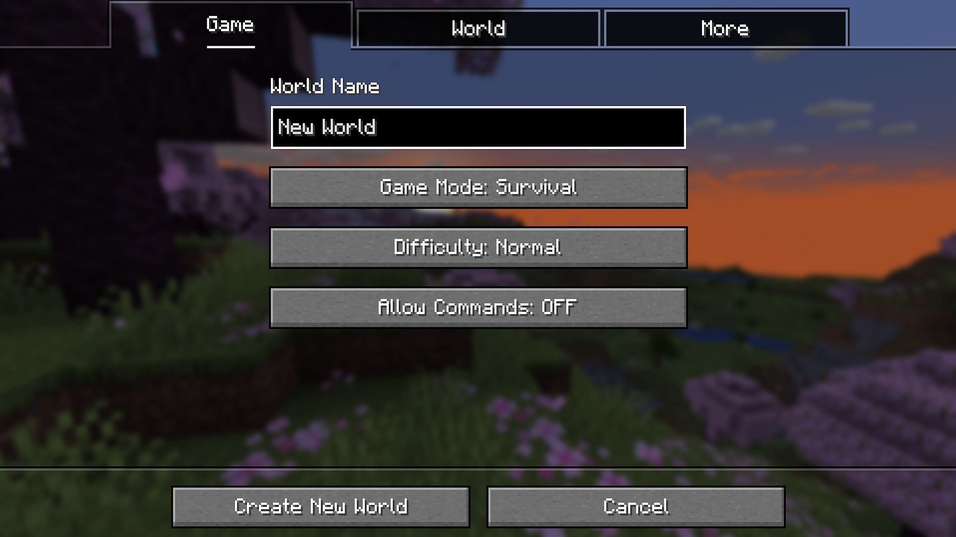 Java Edition&#039;s world creation screen (Image via Mojang)