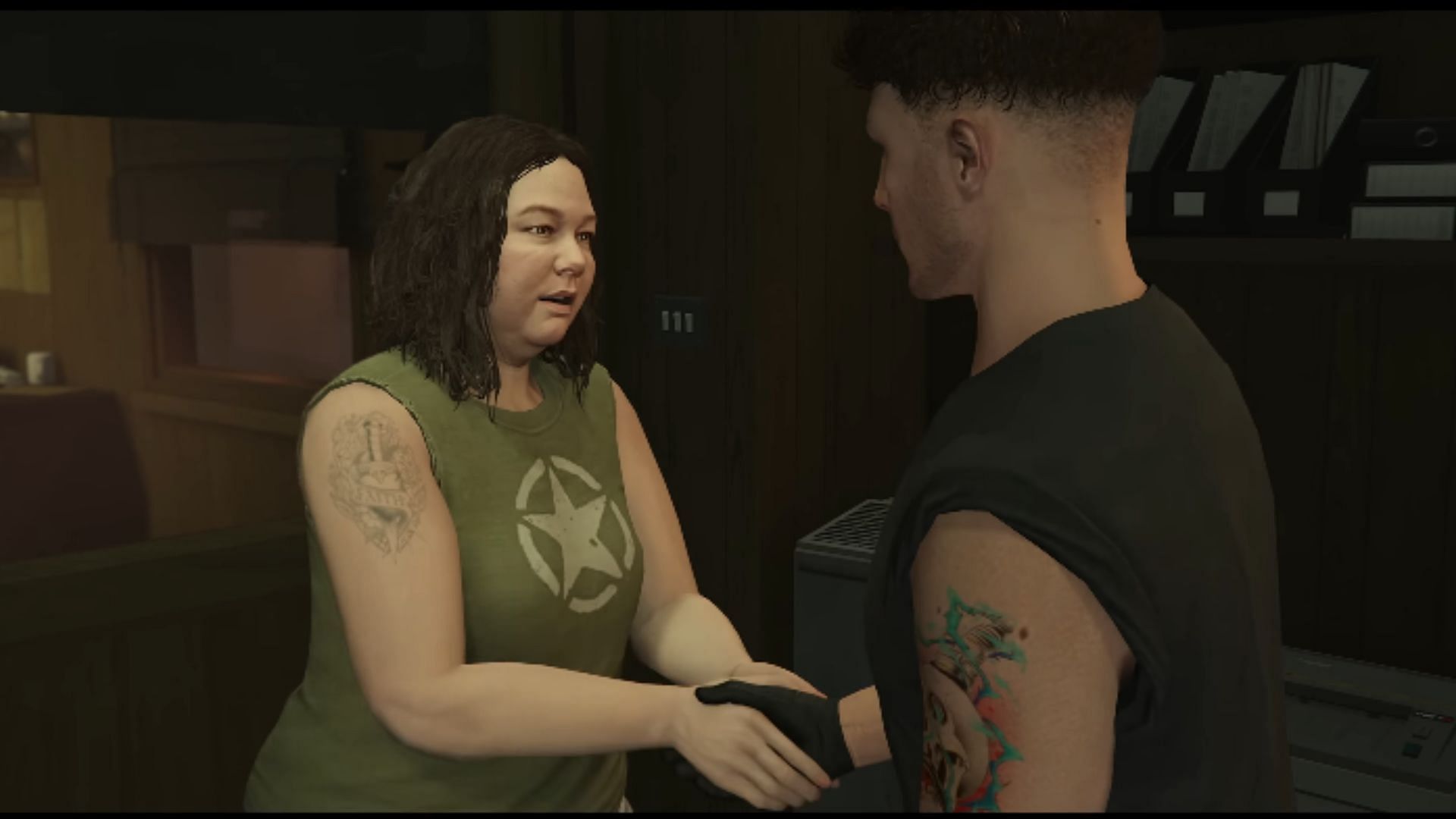 Jenette Eccles meeting the GTA Online protagonist (Image via Rockstar Games)