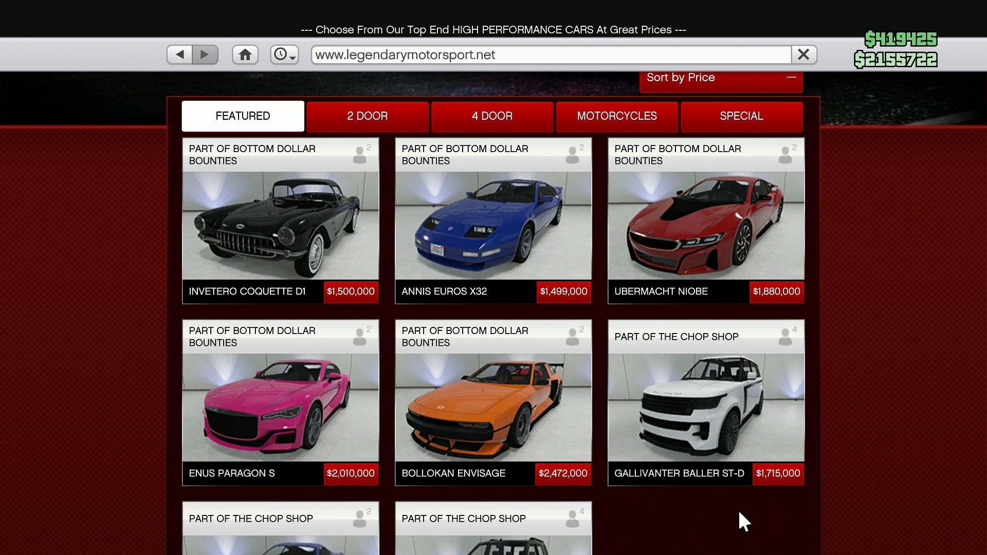 All the new GTA Online cars currently available on the Legendary Motorsport website (Image via X/@morsmutual_)